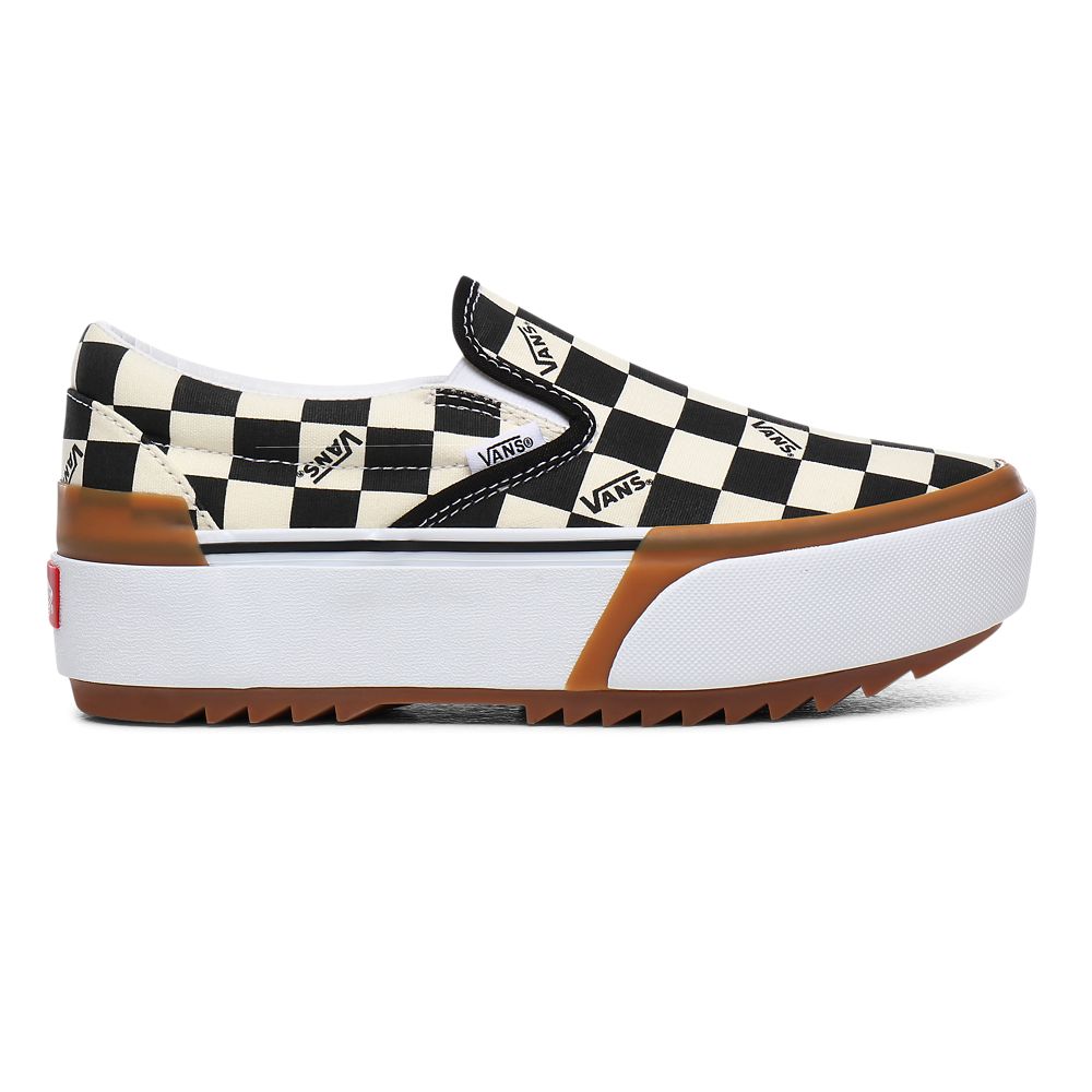 Vans Checkerboard Classic Slip-On Stacked - Kadın Platform Ayakkabı (Renkli)
